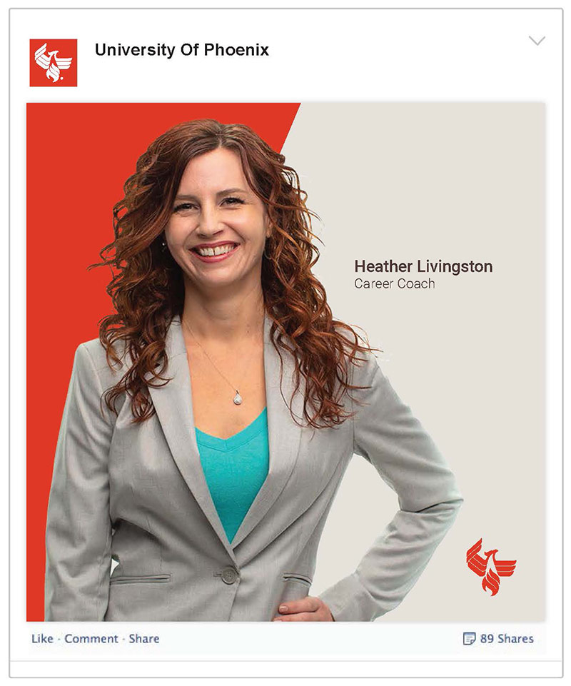 University of Phoenix Alumni Social Media Post Copywriting - Heather Livingston Career Coach