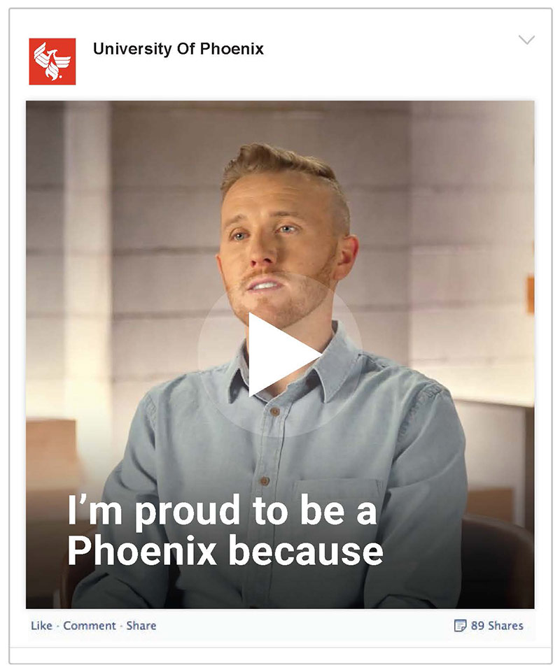 University of Phoenix Alumni Social Media Post Copywriting - Proud to be a Phoenix Video