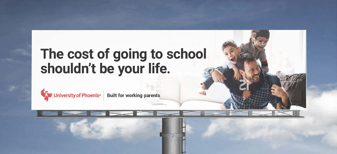 University of Phoenix Billboard Copywriting - Student First 01